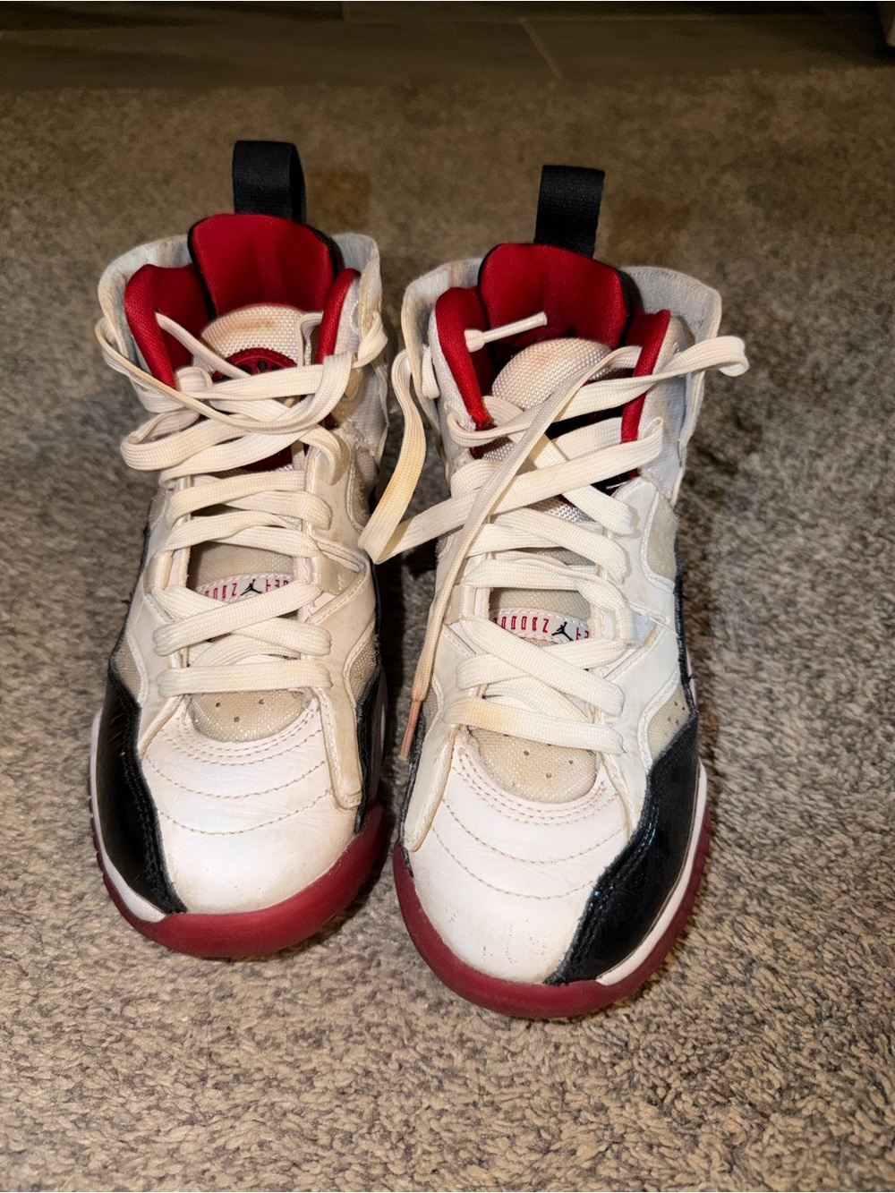 Jordan Kids White Black & Red High-Top Sneakers